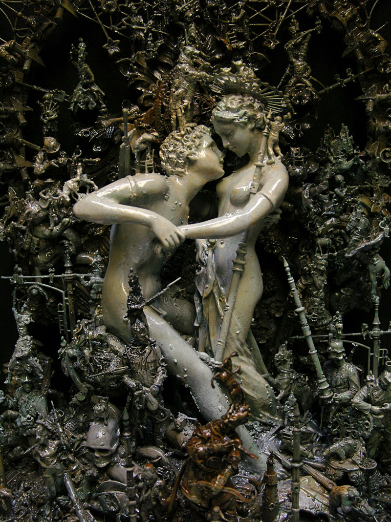 Illustration for article titled Kris Kuksi's Beautiful Art is Made From the Bones of Dead Model Kits